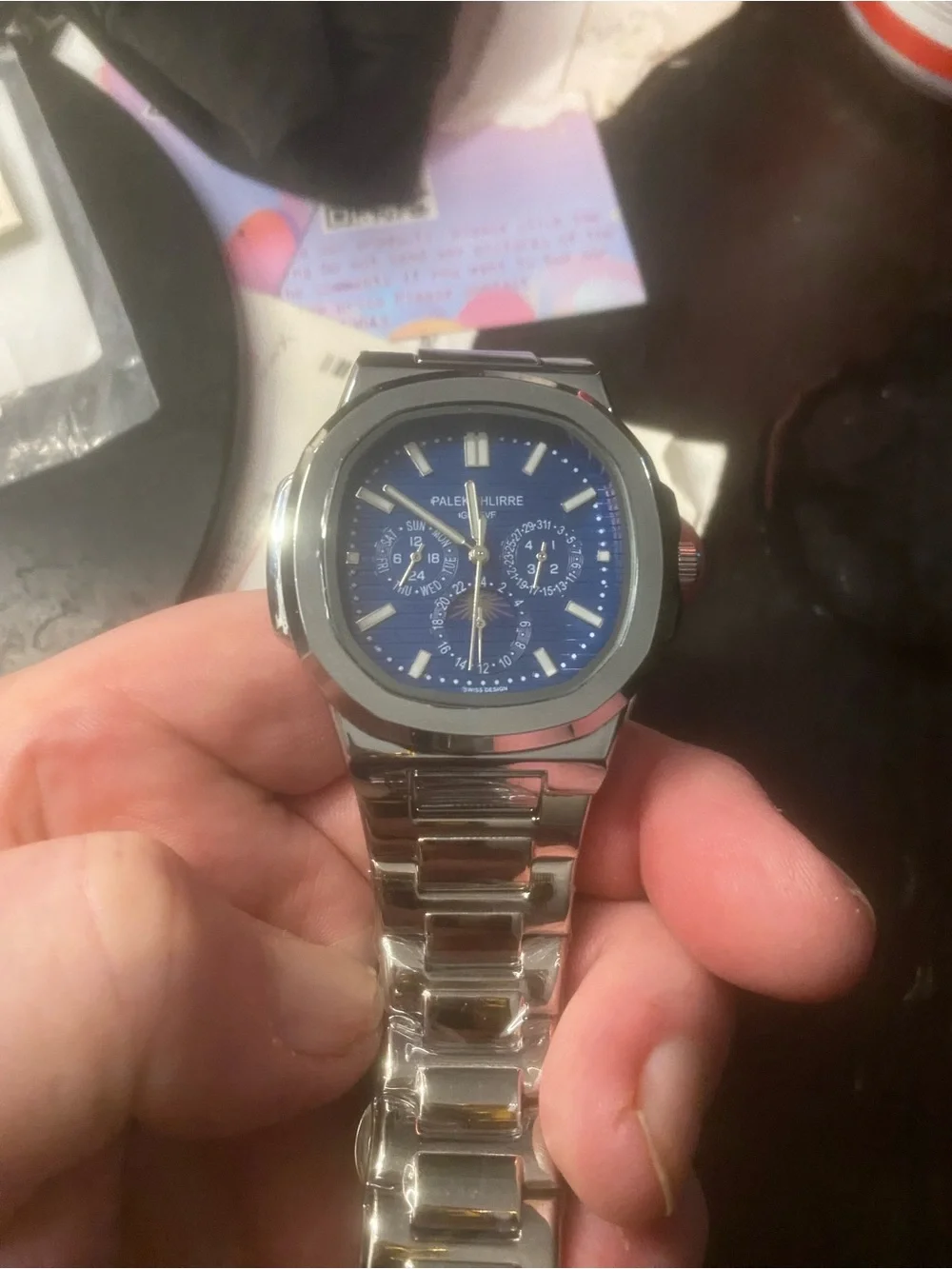 New Men’s Automatic Stainless Steel Men's Watch with Blue Dial